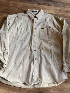 Chaps Beige Button-Down Work Shirt